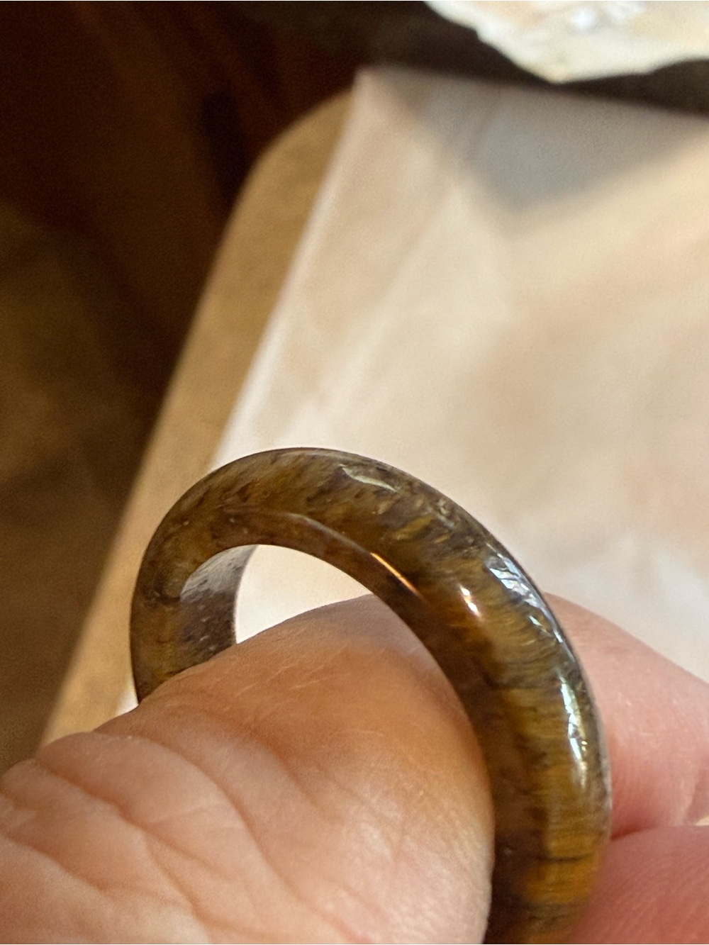 Handcrafted Olive Brown Tiger Eye Stone Ring for women or Men